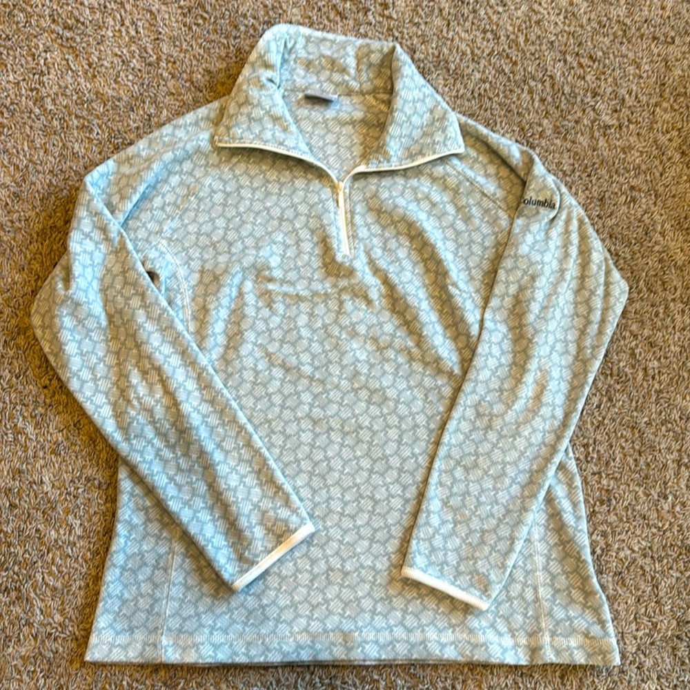 Columbia lightweight grey and white patterned quarter zip pullover - Large